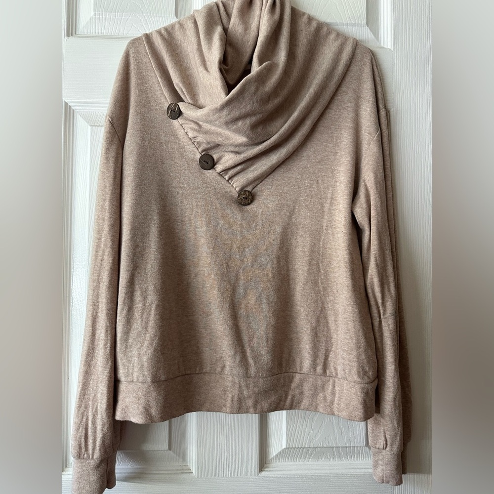 Women's Tan Sweater with Button Detail